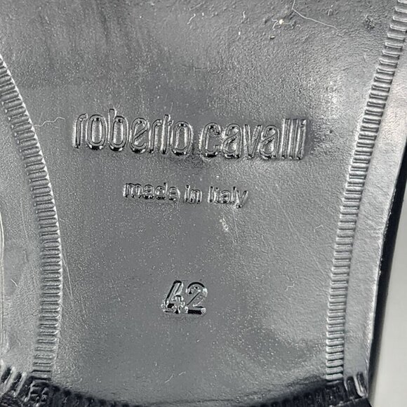 ROBERTO CAVALLI Men's Black Leather Studded Loafers - Picture 13 of 13